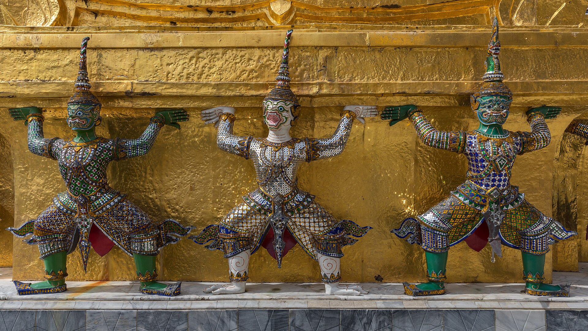 Wat Phra Kaew (Temple of the Emerald Buddha) in the grounds of the Grand Palace, Bangkok